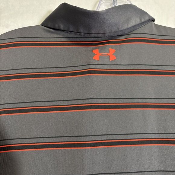 Under Armour Men's Golf Striped Polo Shirt Heatgear Loose Fit Coldblack XL - Picture 11 of 14